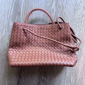 Quince Woven Leather Tote Bag - Brown